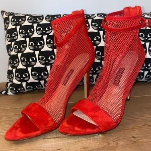 Nine West suede heels with mesh.